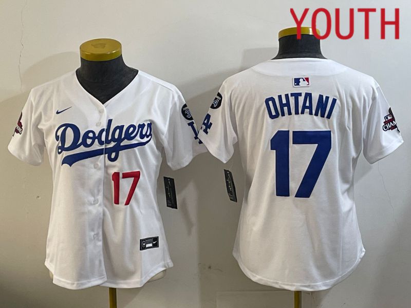 Youth Los Angeles Dodgers 17 Ohtani White Game 2024 Nike MLB Jersey style 12096